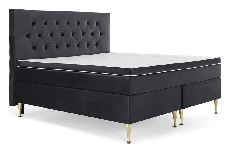 Royal Velvet Komplett Sängpaket 180x200 cm - Svart med Höga Guldben - Möbler - Säng - Kontinentalsäng