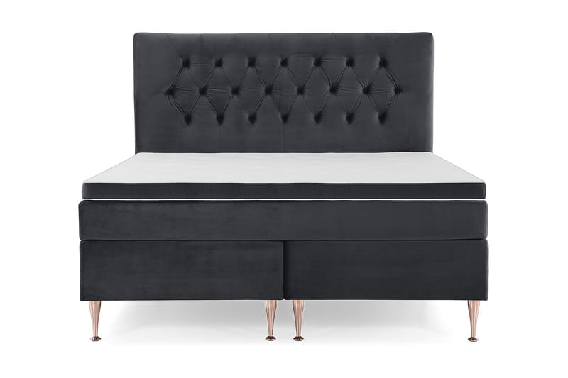 Royal Velvet Komplett Sängpaket 180x200 cm - Svart med Höga Rosében - Möbler - Säng - Kontinentalsäng