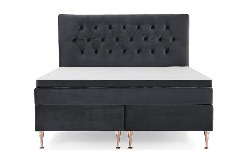Royal Velvet Komplett Sängpaket 180x200 cm - Svart med Höga Rosében - Möbler - Säng - Kontinentalsäng