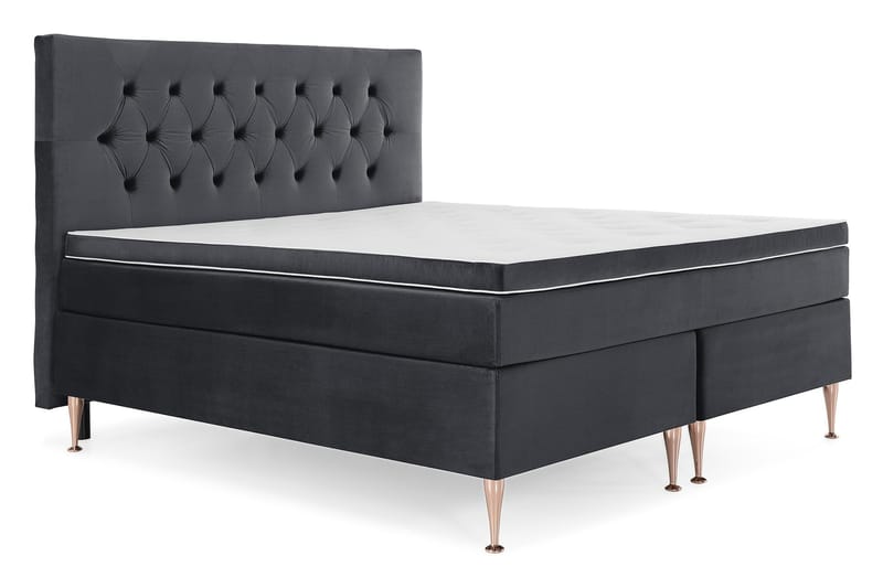 Royal Velvet Komplett Sängpaket 180x200 cm - Svart med Höga Rosében - Möbler - Säng - Kontinentalsäng