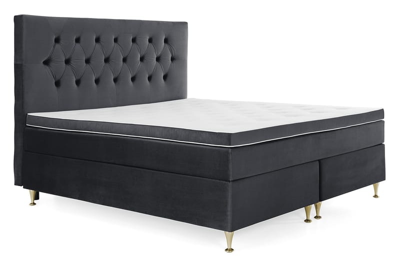 Royal Velvet Komplett Sängpaket 180x200 cm - Svart med Låga Guldben - Möbler - Säng - Kontinentalsäng