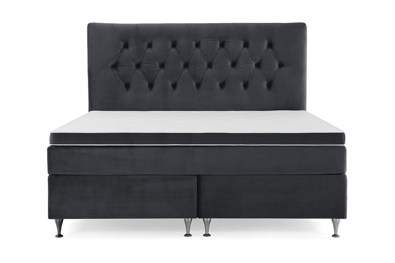 Royal Velvet Komplett Sängpaket 180x200 cm - Svart med Låga Silverben - Möbler - Säng - Kontinentalsäng
