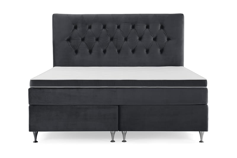Royal Velvet Komplett Sängpaket 180x200 cm - Svart med Låga Silverben - Möbler - Säng - Kontinentalsäng