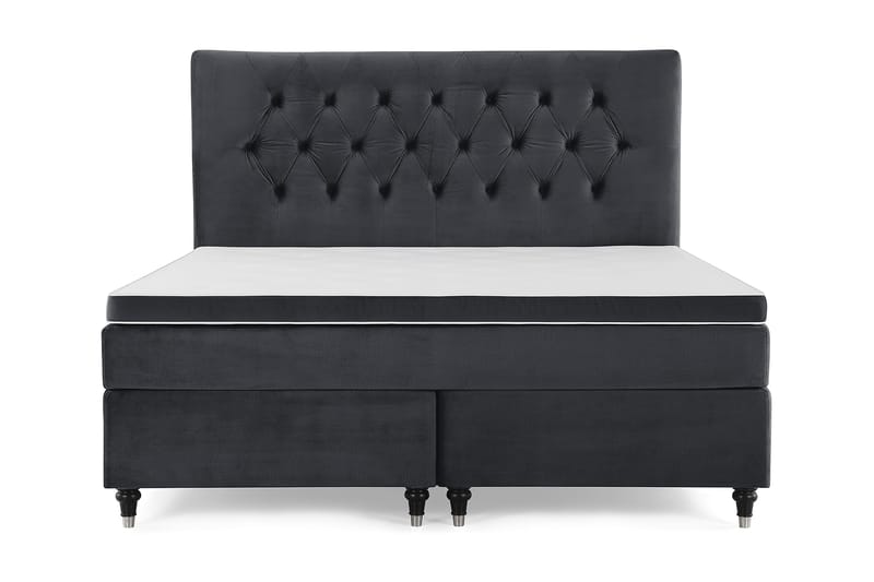 Royal Velvet Komplett Sängpaket 180x200 cm - Svart med Svarvade Ben - Möbler - Säng - Komplett sängpaket