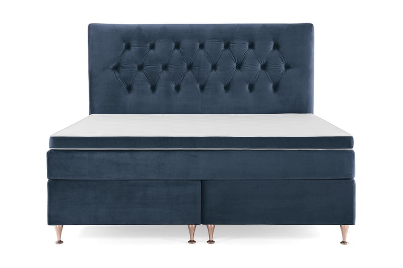Royal Velvet Komplett Sängpaket 180x200 - Mörkblå med Låga Rosében - Komplett sängpaket - Kontinentalsäng - Dubbelsäng