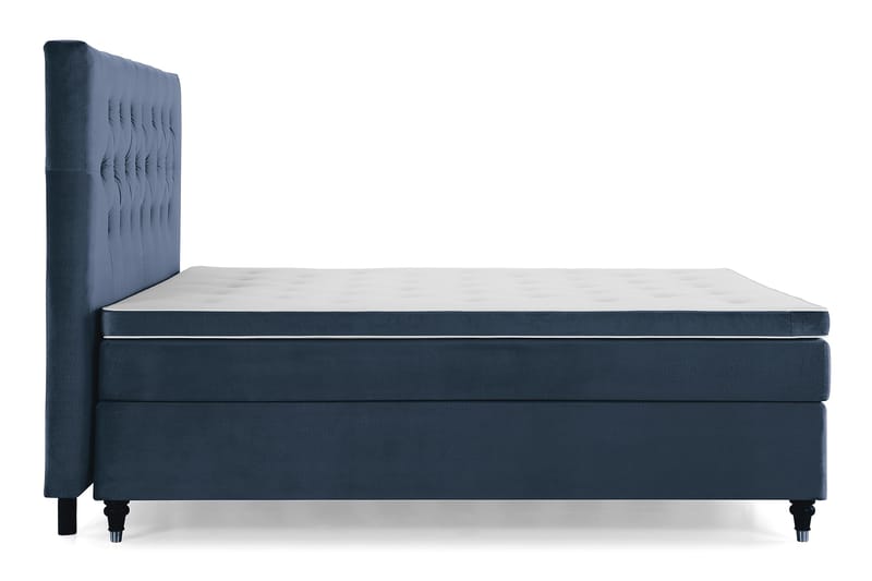 Royal Velvet Komplett Sängpaket 180x200 - Mörkblå med Svarvade Ben - Komplett sängpaket - Kontinentalsäng - Dubbelsäng
