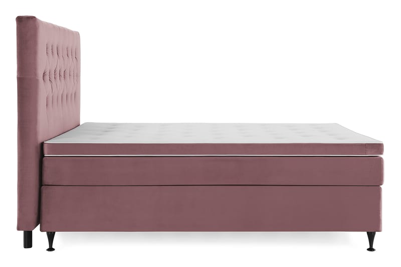 Royal Velvet Komplett Sängpaket 180x200  Rosa med Låga Sv - Rosa med Låga Svarta Ben - Kontinentalsäng - Dubbelsäng