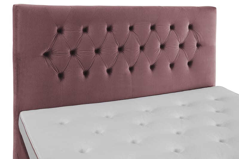 Royal Velvet Komplett Sängpaket 180x200 - Rosa med Svarvade ben - Kontinentalsäng - Dubbelsäng