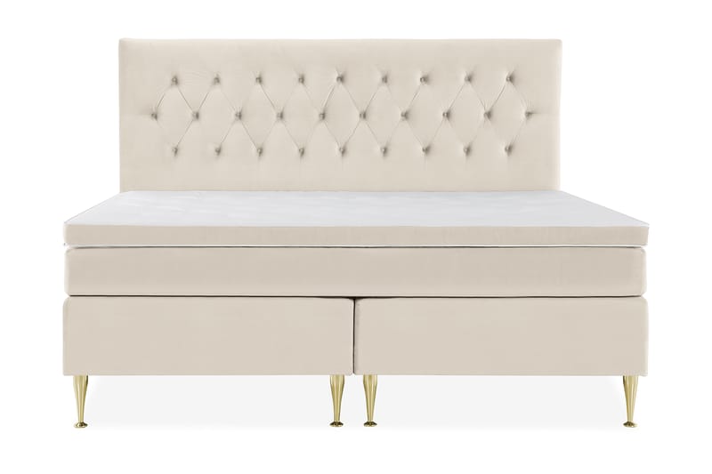 Royal Velvet Komplett Sängpaket 210x210 cm - Beige med höga guldben - Möbler - Säng - Komplett sängpaket