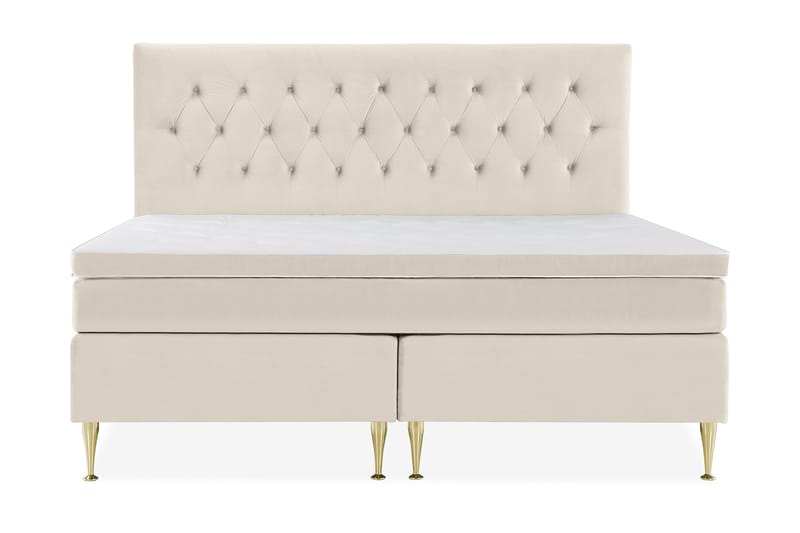 Royal Velvet Komplett Sängpaket 210x210 cm, Beige med höga guldben