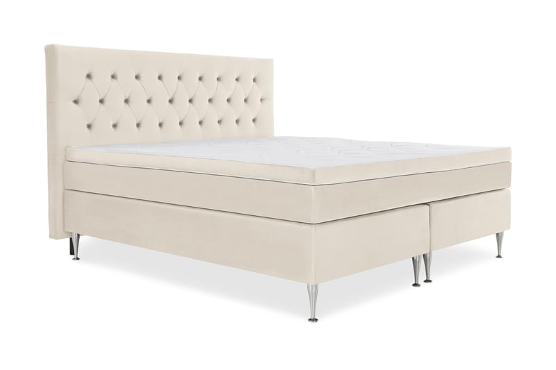Royal Velvet Komplett Sängpaket 210x210 cm - Beige med höga silverben - Möbler - Säng - Kontinentalsäng