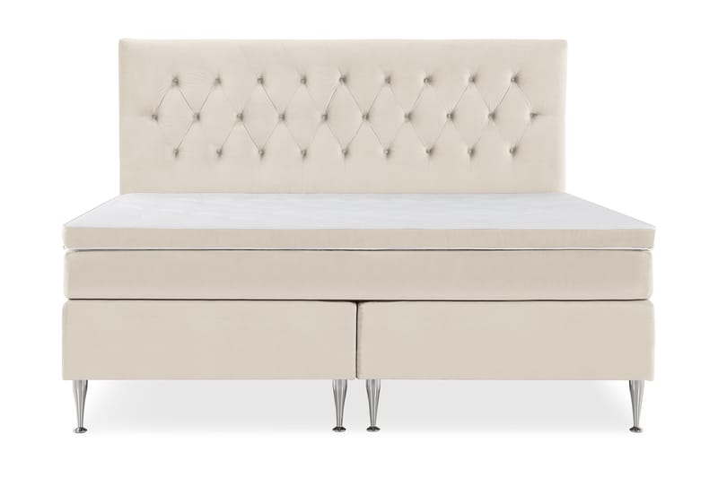 Royal Velvet Komplett Sängpaket 210x210 cm - Beige med höga silverben - Möbler - Säng - Kontinentalsäng