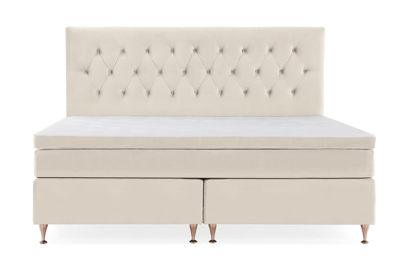 Royal Velvet Komplett Sängpaket 210x210 cm - Beige med låga rosében - Möbler - Säng - Kontinentalsäng