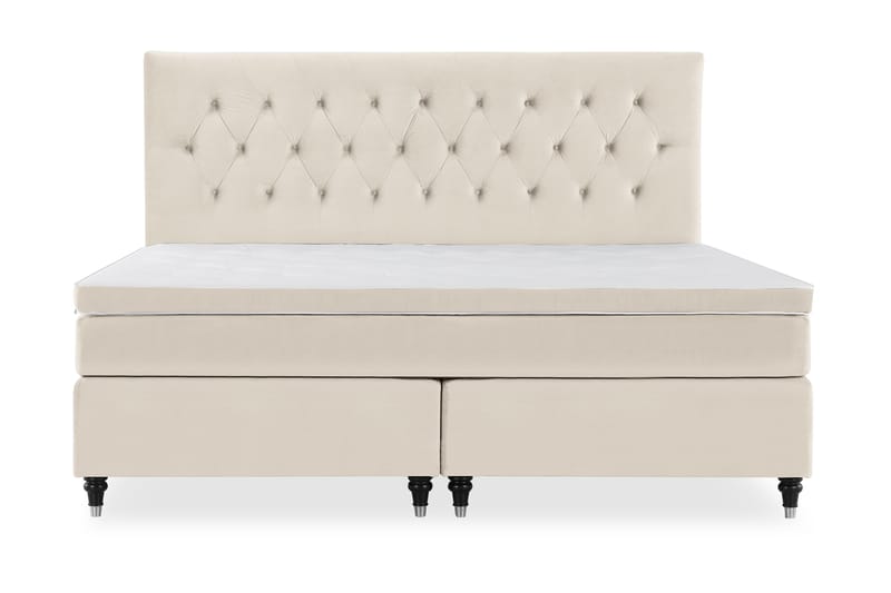 Royal Velvet Komplett Sängpaket 210x210 cm - Beige med svarta svarvade ben - Möbler - Säng - Kontinentalsäng