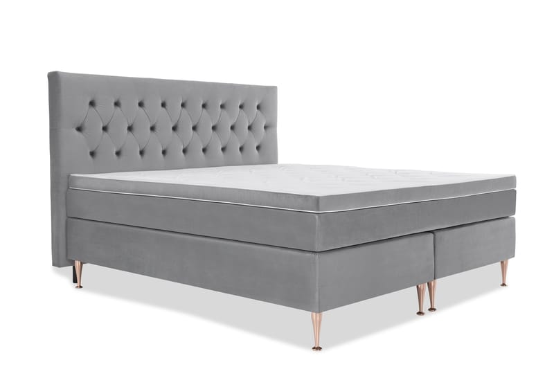 Royal Velvet Komplett Sängpaket 210x210 cm - Ljusgrå med Höga Rosében - Möbler - Säng - Kontinentalsäng