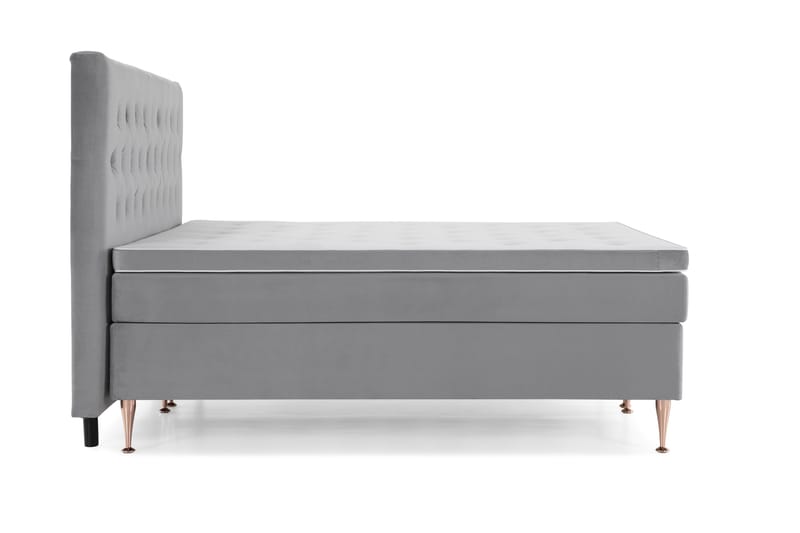 Royal Velvet Komplett Sängpaket 210x210 cm - Ljusgrå med Höga Rosében - Möbler - Säng - Kontinentalsäng