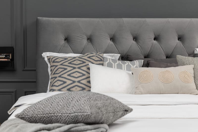 Royal Velvet Komplett Sängpaket 210x210 cm - Ljusgrå med Höga Rosében - Möbler - Säng - Kontinentalsäng