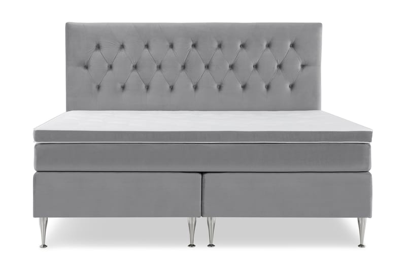 Royal Velvet Komplett Sängpaket 210x210 cm - Ljusgrå med Höga Silverben - Möbler - Säng - Komplett sängpaket