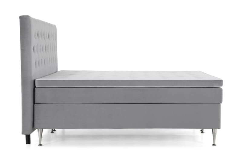 Royal Velvet Komplett Sängpaket 210x210 cm - Ljusgrå med Höga Silverben - Möbler - Säng - Kontinentalsäng