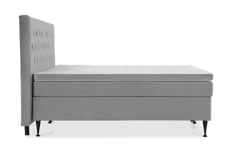 Royal Velvet Komplett Sängpaket 210x210 cm - Ljusgrå med Höga Svarta Ben - Möbler - Säng - Komplett sängpaket
