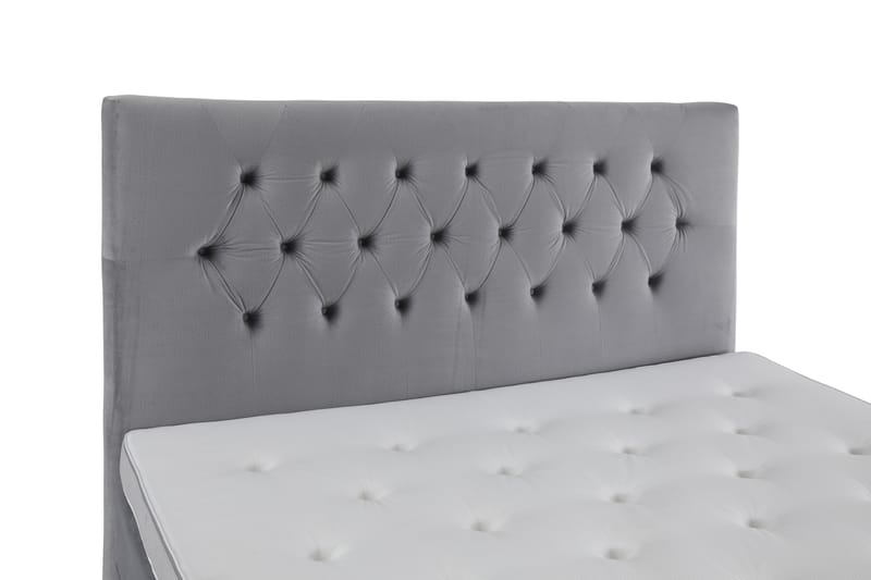 Royal Velvet Komplett Sängpaket 210x210 cm - Ljusgrå med Höga Svarta Ben - Möbler - Säng - Komplett sängpaket