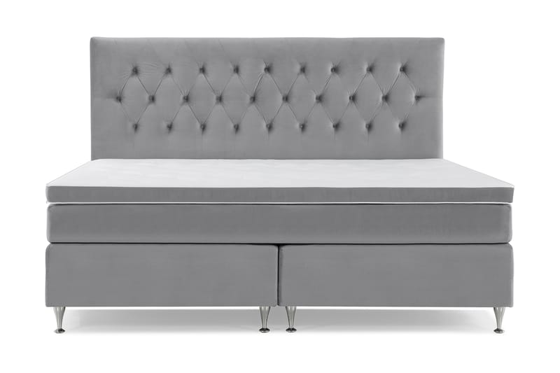 Royal Velvet Komplett Sängpaket 210x210 cm - Ljusgrå med Låga Silverben - Möbler - Säng - Komplett sängpaket