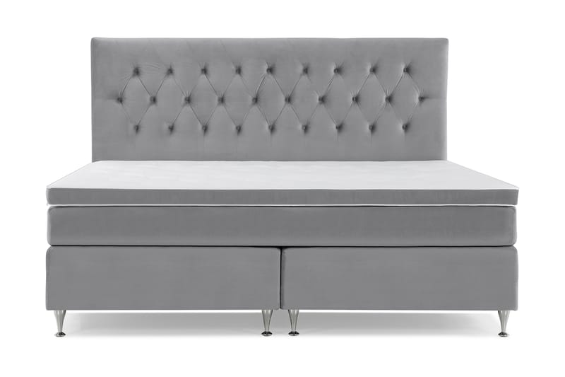 Royal Velvet Komplett Sängpaket 210x210 cm, Ljusgrå med Låga Silverben