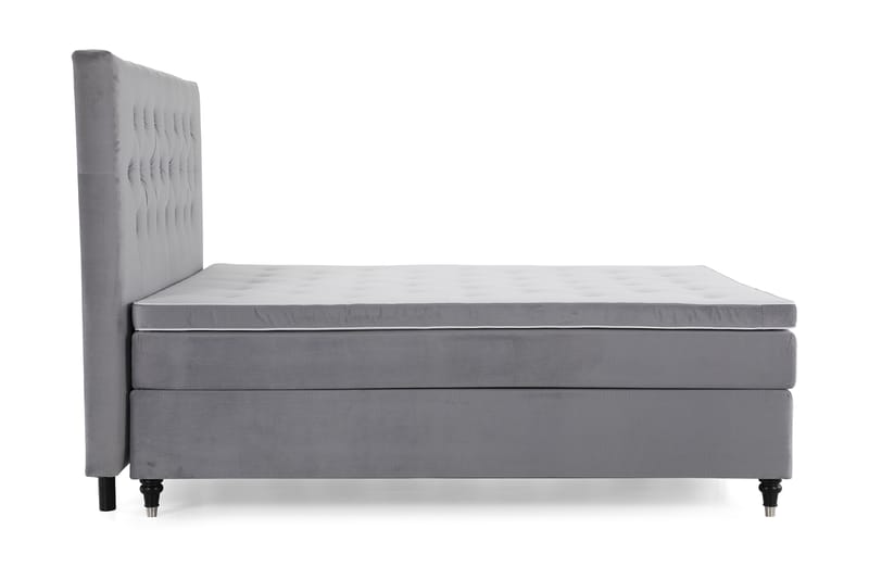 Royal Velvet Komplett Sängpaket 210x210 cm - Ljusgrå med Svarvade Ben - Möbler - Säng - Komplett sängpaket