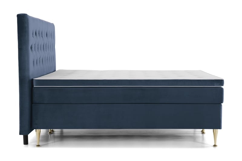 Royal Velvet Komplett Sängpaket 210x210 cm - Mörkblå med Höga Guldben - Möbler - Säng - Kontinentalsäng