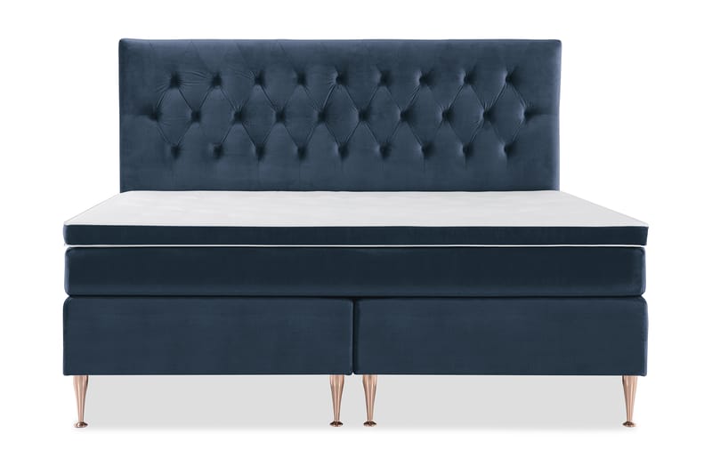 Royal Velvet Komplett Sängpaket 210x210 cm - Mörkblå med Höga Rosében - Möbler - Säng - Komplett sängpaket