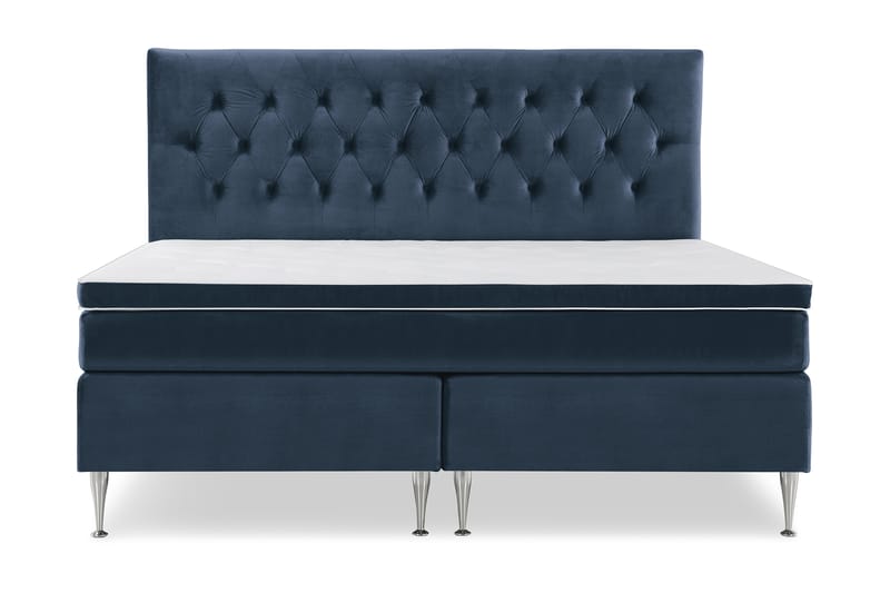 Royal Velvet Komplett Sängpaket 210x210 cm - Mörkblå med Höga Silverben - Möbler - Säng - Komplett sängpaket