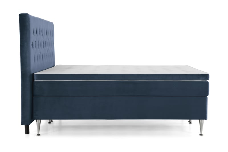 Royal Velvet Komplett Sängpaket 210x210 cm - Mörkblå med Höga Silverben - Möbler - Säng - Komplett sängpaket