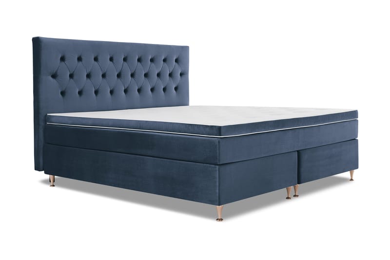 Royal Velvet Komplett Sängpaket 210x210 cm - Mörkblå med Låga Rosében - Möbler - Säng - Kontinentalsäng