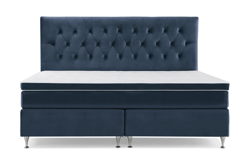 Royal Velvet Komplett Sängpaket 210x210 cm - Mörkblå med Låga Silverben - Möbler - Säng - Kontinentalsäng