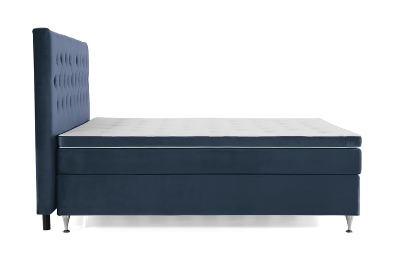 Royal Velvet Komplett Sängpaket 210x210 cm - Mörkblå med Låga Silverben - Möbler - Säng - Kontinentalsäng