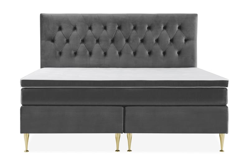 Royal Velvet Komplett Sängpaket 210x210 cm - Mörkgrå med Höga Guldben - Möbler - Säng - Kontinentalsäng