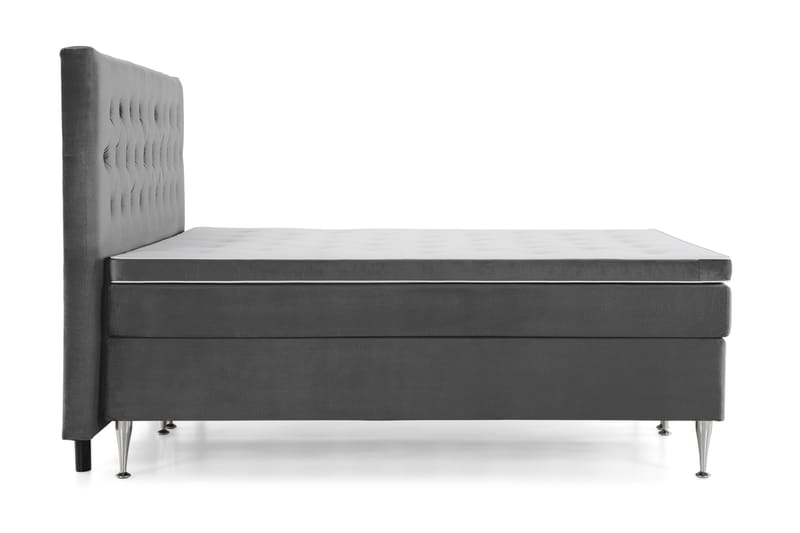 Royal Velvet Komplett Sängpaket 210x210 cm - Mörkgrå med Höga Silverben - Möbler - Säng - Kontinentalsäng