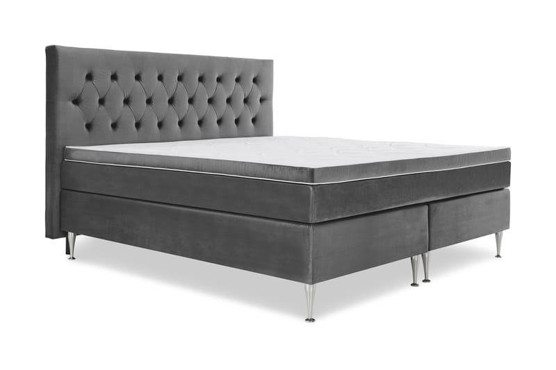 Royal Velvet Komplett Sängpaket 210x210 cm - Mörkgrå med Höga Silverben - Möbler - Säng - Kontinentalsäng