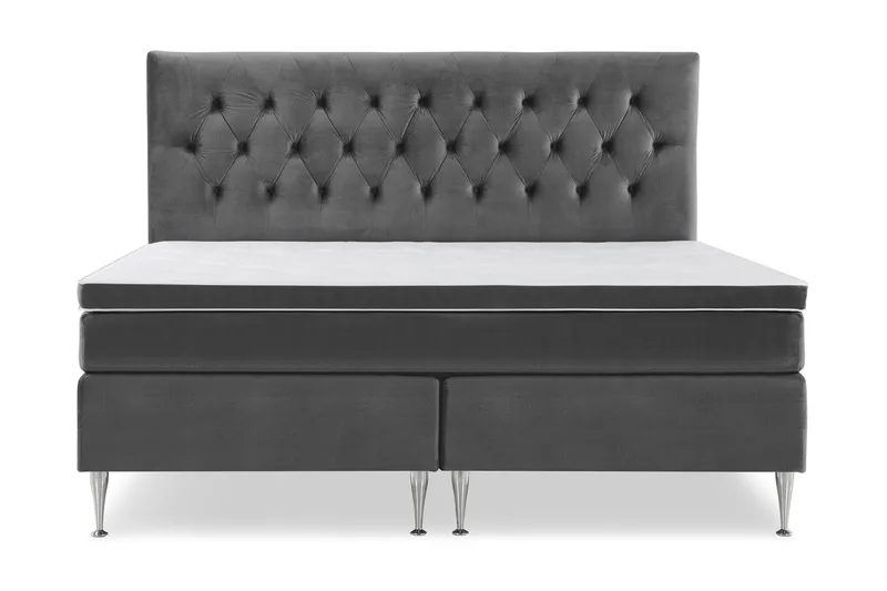 Royal Velvet Komplett Sängpaket 210x210 cm - Mörkgrå med Höga Silverben - Möbler - Säng - Kontinentalsäng