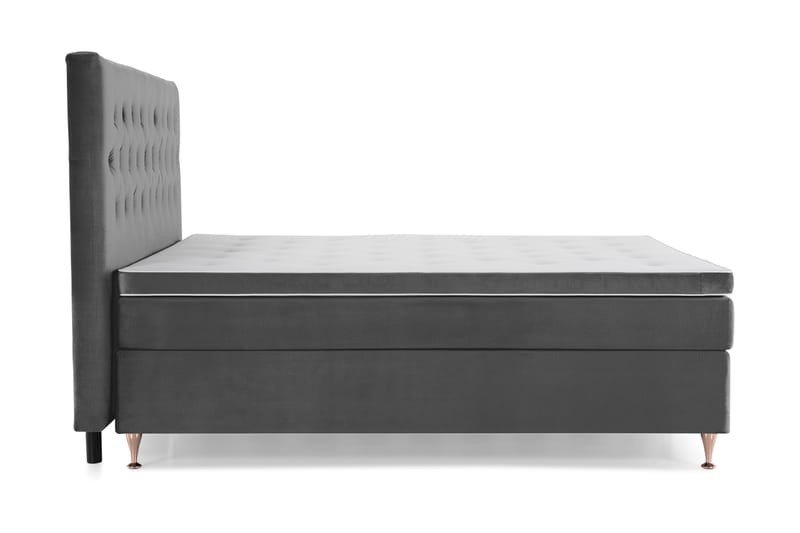 Royal Velvet Komplett Sängpaket 210x210 cm - Mörkgrå med Låga Rosében - Möbler - Säng - Kontinentalsäng