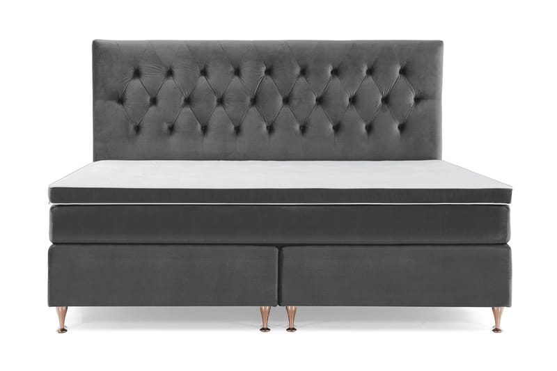Royal Velvet Komplett Sängpaket 210x210 cm - Mörkgrå med Låga Rosében - Möbler - Säng - Kontinentalsäng