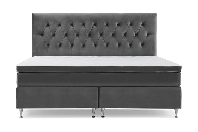 Royal Velvet Komplett Sängpaket 210x210 cm - Mörkgrå med Låga Silverben - Möbler - Säng - Komplett sängpaket