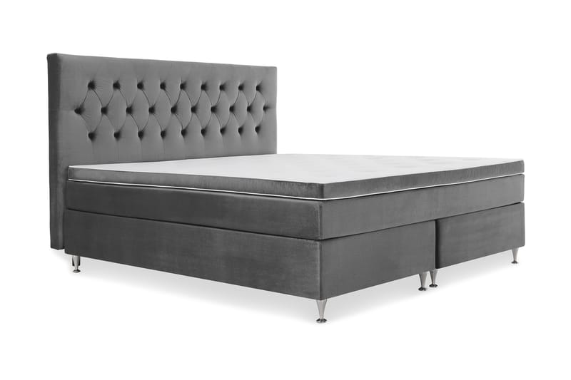 Royal Velvet Komplett Sängpaket 210x210 cm - Mörkgrå med Låga Silverben - Möbler - Säng - Komplett sängpaket