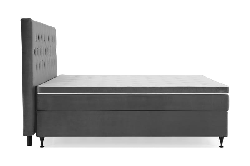 Royal Velvet Komplett Sängpaket 210x210 cm - Mörkgrå med Låga Svarta Ben - Möbler - Säng - Komplett sängpaket
