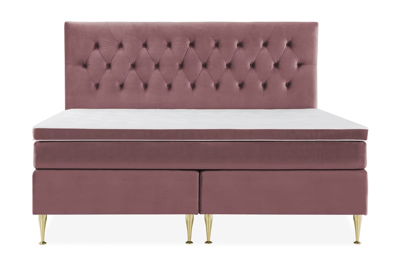 Royal Velvet Komplett Sängpaket 210x210 cm - Rosa med Höga Guldben - Möbler - Säng - Kontinentalsäng