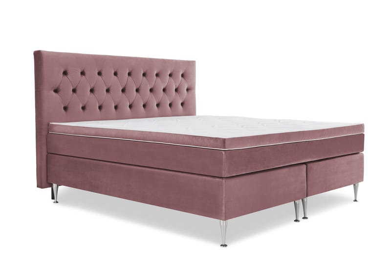 Royal Velvet Komplett Sängpaket 210x210 cm - Rosa med Höga Silverben - Möbler - Säng - Kontinentalsäng