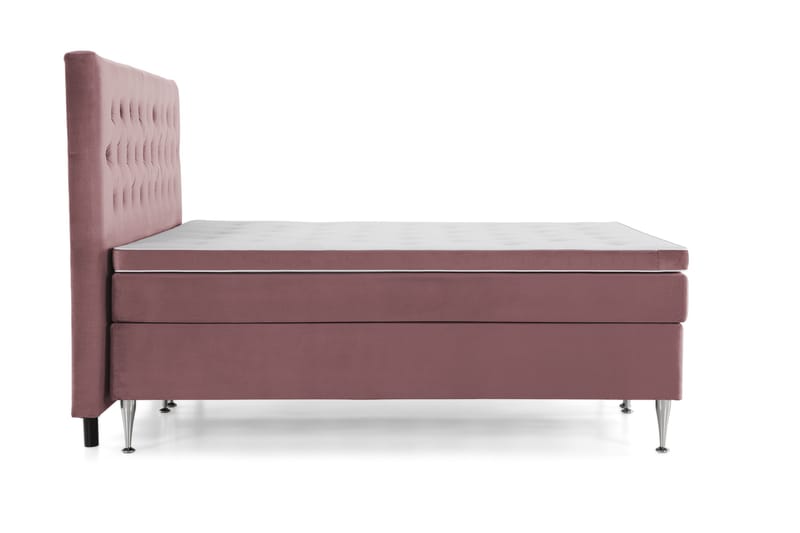 Royal Velvet Komplett Sängpaket 210x210 cm - Rosa med Höga Silverben - Möbler - Säng - Kontinentalsäng