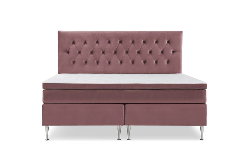 Royal Velvet Komplett Sängpaket 210x210 cm - Rosa med Höga Silverben - Möbler - Säng - Komplett sängpaket