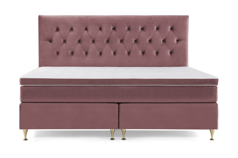 Royal Velvet Komplett Sängpaket 210x210 cm - Rosa med Låga Guldben - Möbler - Säng - Komplett sängpaket
