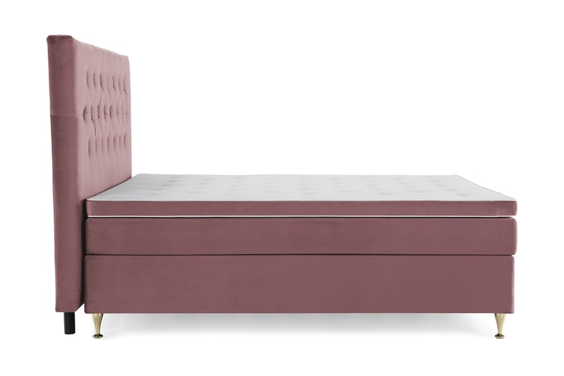 Royal Velvet Komplett Sängpaket 210x210 cm - Rosa med Låga Guldben - Möbler - Säng - Komplett sängpaket